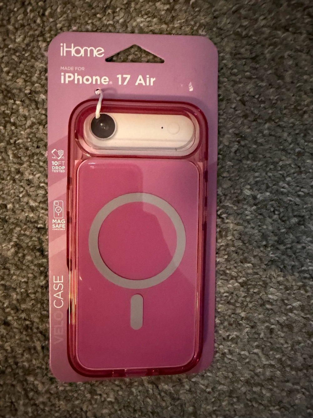 iHome MagSafe-Compatible Pink Case for iPhone 17 Air with Ring Alignment